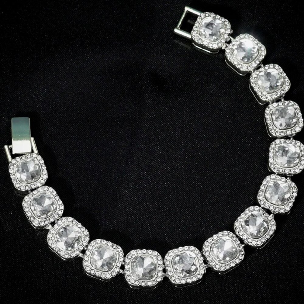 ⭐ Large 8" Iced Out Diamond Bracelet 17.00 Ctw. 13mm Wide 18k White Gold ⭐